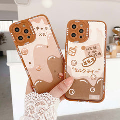 Sweet cream leather silicone phone case for iphone 12 mini 7 8 plus 13 11 pro max xsmax x xr cute lucky soft protective cover