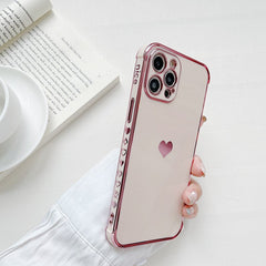Luxury Plating Love Soft Case For iPhone 11 12 13 Pro Max Mini XR X XS 7 8 Plus SE 2 2020 Solid Color Silicone Shockproof Cover