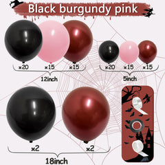 YICKYUE - Halloween Balloon Arch Kit Black Pink Double Stuffed Balloons for Spider Pumpkin Bat Scary Ghost Zombie Theme Party Decorations