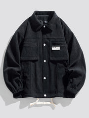 HEARUJOY - Spring And Autumn Men'S New Corduroy Work Jacket with Large Pockets And Casual Lapel Design.