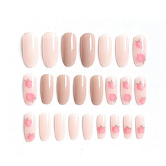 24pcs almond false nails Peach Pink Wear Long Paragraph Fashion Manicure Patch False Nails Save Time Wearable Nail Patch TN