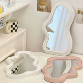 YICKYUE - Table Wavy Mirror Makeup Wall Art Aesthetic Small Irregular Luxury Bathroom Garden Mirror Hotel Spiegels Bedroom Decoration