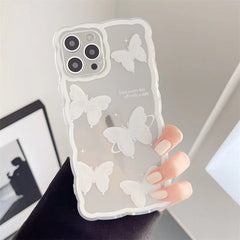 Korea Hot cute crystal butterfly bracket wavey clear soft phone case for iphone 13 12 11 Pro XS Max X 7 8Plus lovely stand Cover