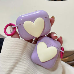 Purple earphone case 3d love headset cover for apple airpod pro wireless bluetooth charging box for airpods 2 1 3 couple heart