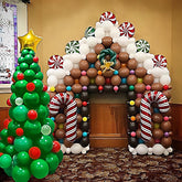 YICKYUE - 265PCS Balloon Garland Arch Kit Christmas Tree Gingerbread House Red Green Cane Candy Balloon for Xmas New Year Party Decoration