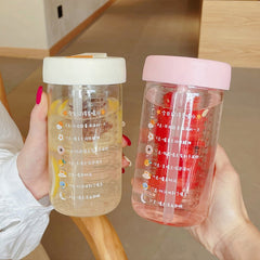Yickyue 280/550/750ml Cute Glass Water Bottle With Tea Infuser Filter Straw Kawaii Portable Juice Cold Drinks School Drinking Bottle Cup