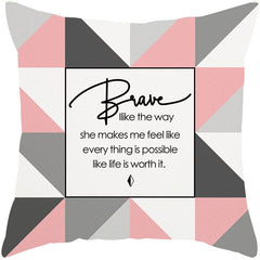 Yickyue Pink Geometric Printing Cushion Blanket Flannel Air Conditioning Blanket Sofa Pillow Dual-use Square Seat Cushions Home Pillows