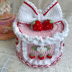 YICKYUE - Strawberry Cake Storage Box Birthday Cake Stash Box Case Gift Jewelry Necklace Ring