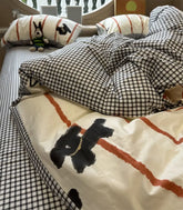 YICKYUE - Cute cartoon teddy dog stripes bedding set kid teen boy,twin full queen cotton home textile bed sheet pillow case quilt cover