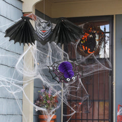 Pumpkin Spider Bat Paper Honeycomb Hanging Lantern Ornaments Halloween Party Decoration for Home Indoor Outdoor Kids Gift Toy