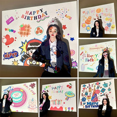 Ins Birthday Party Projector Lamp Photo Projection Creative Photo Props Night Lights Bedroom Decor Happy Birthday Decoration