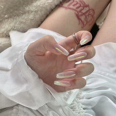 Long Fake Nail Patches Platinum Wearable Nail Patch Finished Nail Patches 24 Pcs Nail Patch With Glue TY