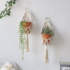 2 Pack Macrame Plant Hangers Cotton Room Decoration Hanging Baskets Flowerpot Net Plant Hanger Flowerpot Holder Basket