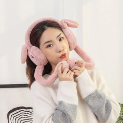 Cute jumping Earmuffs Rabbit Moving Ears Airbag Hat Warm Funny Toy Cap Plush Toy Headphones Children Christmas Gift for Children