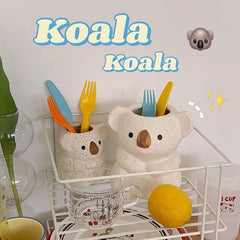 Yickyue Ins Creative Simulation Animal Koala Pen Holder Storage Ceramics Pen Holder Decoration Desk Storage Office Supplies