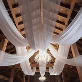YICKYUE - 4Pcs Wholsale White Ceiling Drapes Weddings Arch Draping Fabric Gauze Tulle Curtain for Party Ceremony Stage Hotel Decoration