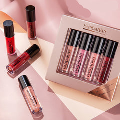 4Pcs Lip Gloss Gift Sets Matte Long Lasting Lip Glaze Moisturizing Waterproof Non-stick Cup Liquid Lipsticks Cosmetics Kit TSLM1