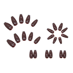 Dark Brown Nail Art Wearable Press On Fake Nails Tips 24pcs/box False Nails With Wearing Tools As Gift