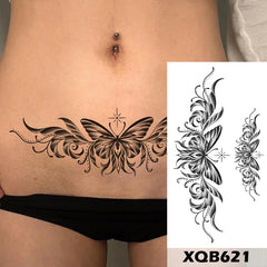 YICKYUE - Long Lasting Butterfly Wolf Totem Black Waterproof Temporary Tattoo Body Art Arm Sticker for Women Men and Girl