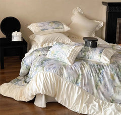 Yickyue - Elegant vintage pastoral scenery beding set,full queen king green blue pink retro home textile bed sheet pillow case quilt cover