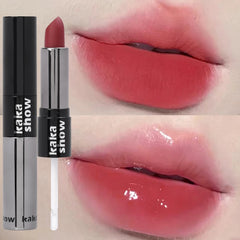YICKYUE - Double Head Mirror Lip Gloss Waterproof Matte Clear Velvet Lip Glaze Lasting Lip Glaze Sexy Red Liquid Lipstick Korean Makeup