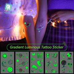 Fashion Luminous Temporary Tattoo Luminous Sticker Female Arm Shoulder Fake Tattoo Body Art Tattoo Sticker Waterproof Female