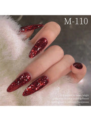YICKYUE - 1pc 15ml Red Shimmer Gel Nail Polish, Reflective Gel Polish for Women, High Shine Glitter Nail Gel