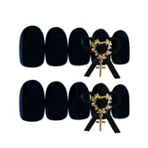 ENDRRFFLA 24pcs Black Gold Bow Banquet Fake Nails Full Covered Gorgeously Dressed Finished Nail Art 2022 Design New Decoration