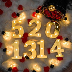 Gold Mirror 3d Alphabet Letter LED Light Number Lamp Decor Digital Night Light For Home Room Wedding Birthday Party Decoration