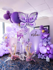 YICKYUE - Purple Butterfly Balloon Garland Arch Kit Metallic Purple for Girl Weeding Baby Shower Fairy Birthday Party Decoration Supply