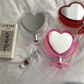 2022 Acrylic Double Side Makeup Mirror Cute Heart Shaped Cosmetic Mirror Transparent Base Home Bedroom Desktop Make Up Mirror