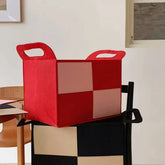 YICKYUE - Folding Korean Style Home Supplies Sundries Sorting Basket Colorblock Felt Organizer Box Underwear Socks Baby Toy Storage Basket
