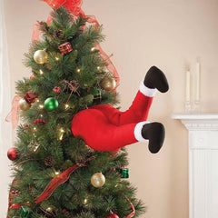 Yickyue Santa Claus Climbing Ladder Electric Santa Claus Doll Christmas Tree Hanging Ornament Outdoor Indoor Door Wall Decoration