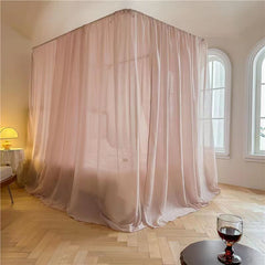 YICKYUE - Light Luxury French Linen Style U-shaped Mosquito Net Lightweight Breathable Palace Style Yarn Net Bed curtain Without Bracket