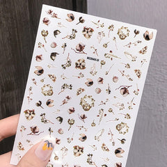 Spring Sakura Nail Water Stickers Rose Flower Beauty Leaf Tree Summer Nails Art Decoration 2022 Butterfly Painting Nail Arts