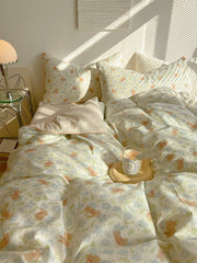 YICKYUE - Warm Pastoral Style Pure Cotton Four Piece Set