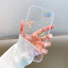 Space Planet Glitter Case For iPhone 11 12 13 Pro Max 13 Mini XR X XS Max 7 8 Plus 6 6S SE 2 Cases Soft Epoxy Clear Back Cover