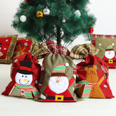 Christmas party decorations imitation linen embroidery old man snowman elk gift bag
