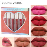 YOUNG VISION 6-color Set of Lip Gloss, Not Easy to Dip in the Cup 1 Mirror Lip Gloss + 5 Matte Lip Gloss Female Makeup Cosmetic