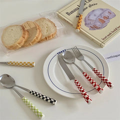 YICKYUE - Gift Retro Checkerboard Spoon