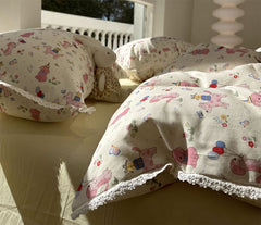 Yickyue - Fashion cute cartoon pink dog bedding set teen,twin full queen king lovely cotton home textile bed sheet pillow case quilt cover