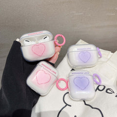 Round love cute heart silicone clear earphone cover for apple airpod bluetooth wireless charging cover for airpods 3 2/1 cartoon