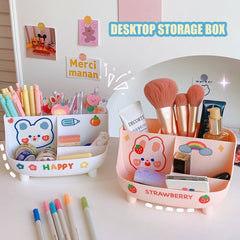 FREE STICKER Desktop Pen Holder Container Cute Stationery Supplies Storage Box Creative Cartoon Kawaii Pen Storage Box Cp Stand