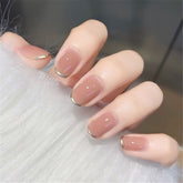 24Pcs Wearing Nail Art Finished Ultra-thin False Nail Patch Press On Nails Jelly Bean Paste Powder Phnom Penh French Fake Nail