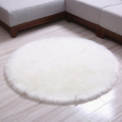 Soft Round Carpet Faux Fur Fluffy Area Rug Shaggy Thick Chair Cover Seat Pad Fur Floor Mat Carpet for Bedrooms Living Room Kid