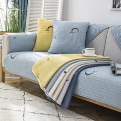 Cotton Fabric Couch Cover Four Seasons Universal Non-slip Sofa Covers Living Room Corner Embroidered star moon sofa cushion
