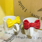 Lovely Bowknot Coffee Milk Juice Mug Hand Painted Ceramic Breakfast Tea Cup for Lovers Large Capacity Beer Wine Cup Girls Gift