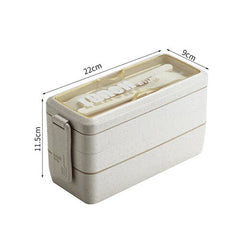 1000ml Cute Wheat Straw Lunch Box With Sticker For Kids School Adults Office Microwave Picnic Portable Bento Box With Spoon Fork