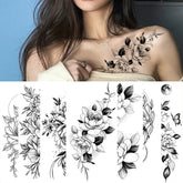 Waterproof Temporary Tattoo Sticker Sketch Sexy Flower Fake Tattoo Female Body Art Painting Arm Leg Tattoo Sticker