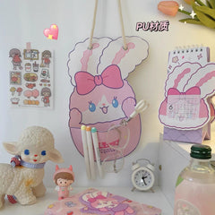 Cute Cartoon Animal Bedroom Desktop Hanging Storage Bag Large Capacity Wall Hanging Stationery Notebook Storage Organizer Bag